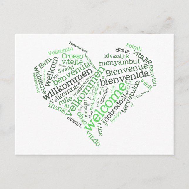 Postal de bienvenida (muchos idiomas) (Anverso)