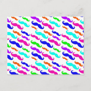 Postal de bigotes de colores vivos neón