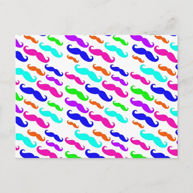 Postal de bigotes de colores vivos neón (Anverso)