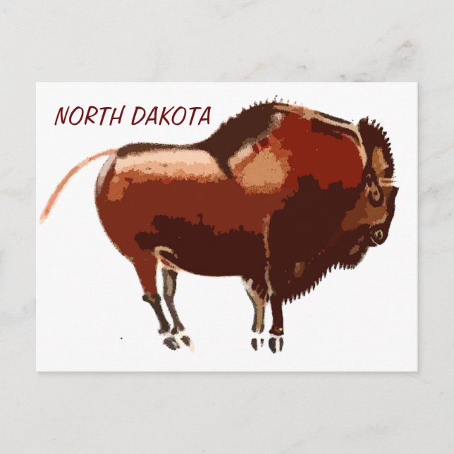 postal de bisonte pintado de Dakota del Norte (Anverso)
