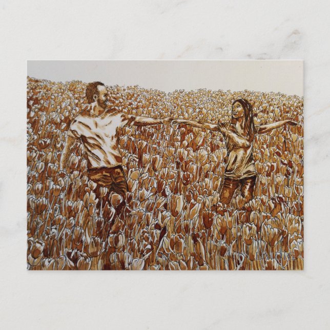 Postal de boceto de boceto de tinta y café de tuli (Anverso)