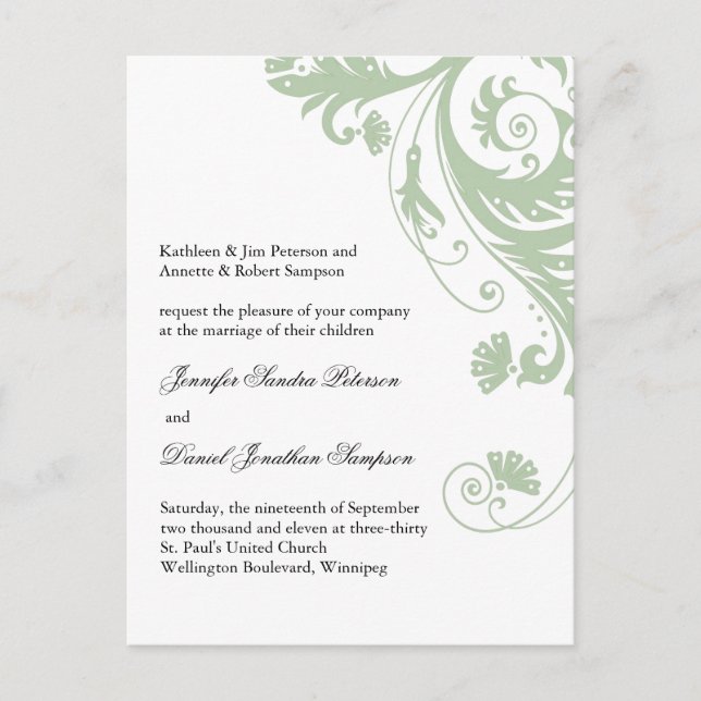 Postal de Boda de ejemplo para Jen (Anverso)