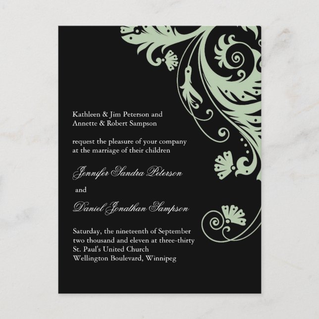 Postal de Boda de ejemplo para Jen (Anverso)