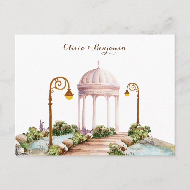 Postal de boda de jardín estético (Anverso)