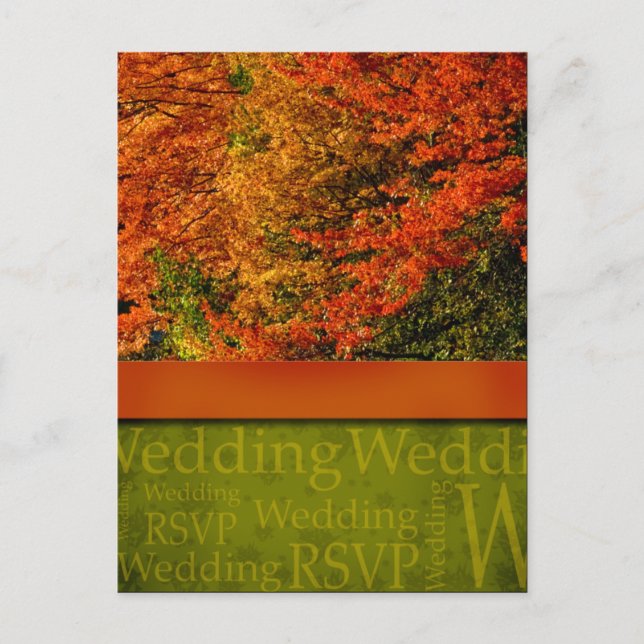Postal de boda de otoño rústica (Anverso)