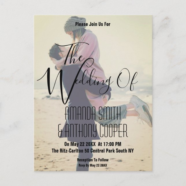 Postal de boda de presupuesto fotográfico (Anverso)