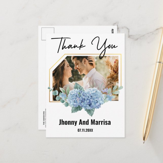 Postal de Boda fotográfico con guión moderno (Anverso/Reverso In Situ)