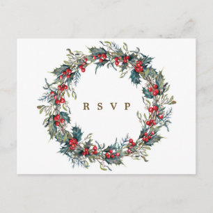 postal de boda rsvp de floral de invierno holly wr