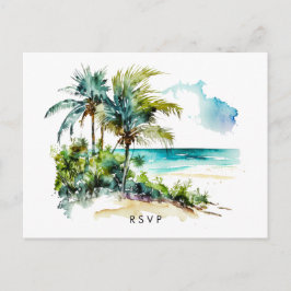 postal de boda rsvp de playa tropical aloha