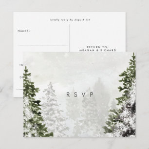 postal de boda rsvp para árboles forestales de inv