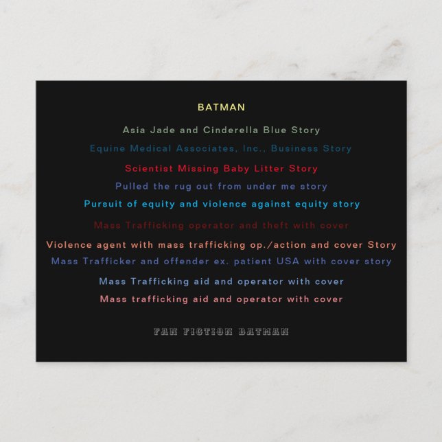 Postal de borrador de la variedad Batman (Anverso)