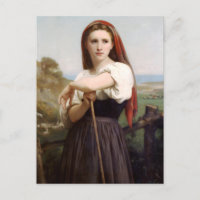 Postal de Bouguereau Shepherdess