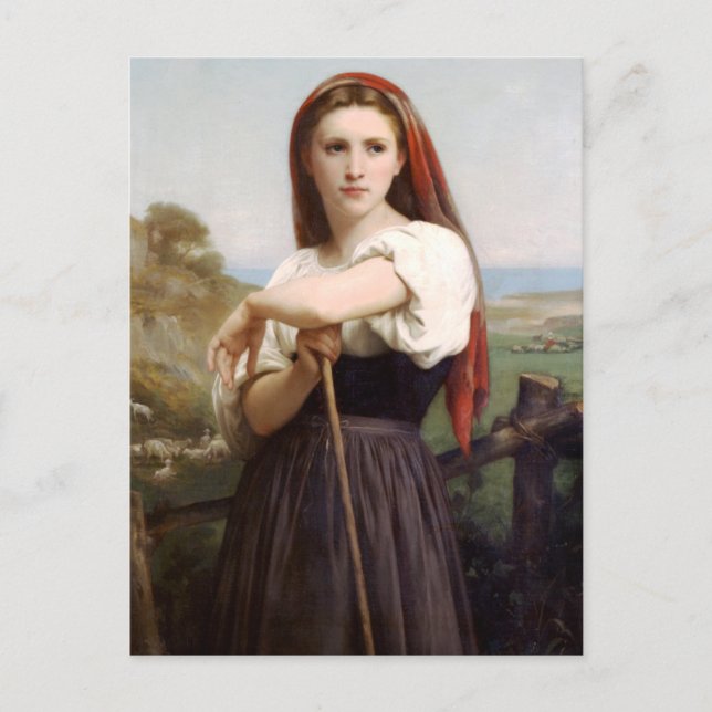 Postal de Bouguereau Shepherdess (Anverso)