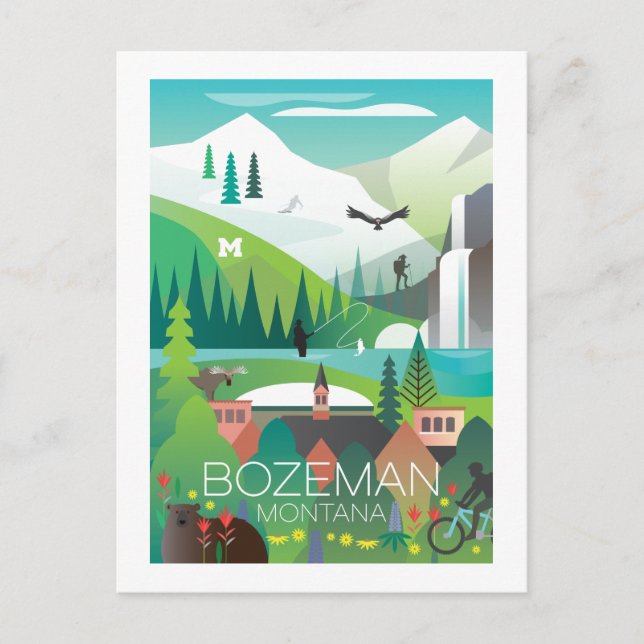 Postal de Bozeman, Montana (Anverso)