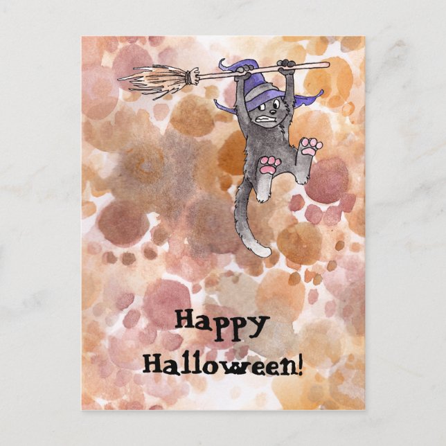 Postal de bruja de gato (Anverso)