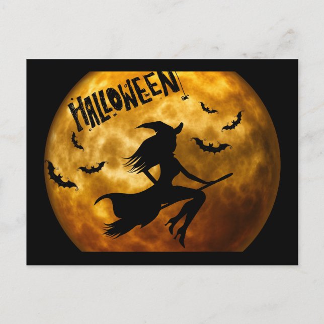postal de bruja de halloween (Anverso)