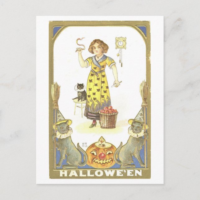 Postal de bruja de Halloween de época (Anverso)