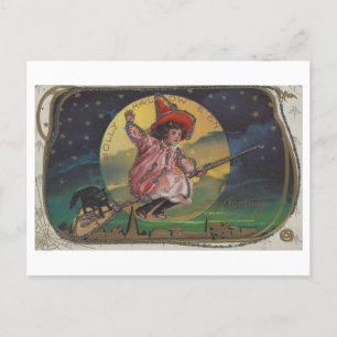 Postal de bruja de Halloween de época