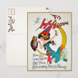 Postal de bruja de Halloween de época