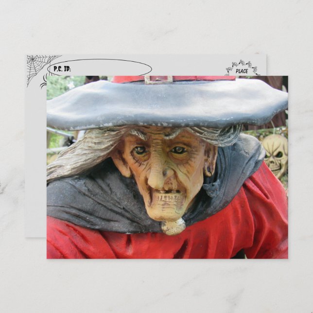 Postal de bruja de Halloween de posttravesía (Anverso / Reverso)