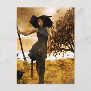 Postal de bruja del otoño del Chica gótico