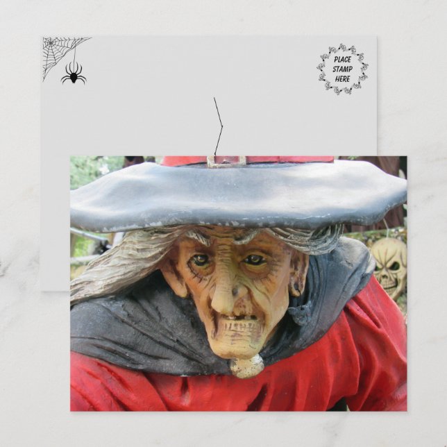 Postal de bruja espumosa de Halloween (Anverso / Reverso)