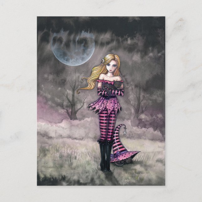 Postal de brujas y gatos negros (Anverso)