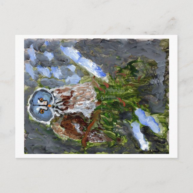 Postal de búho de cara azul (Anverso)