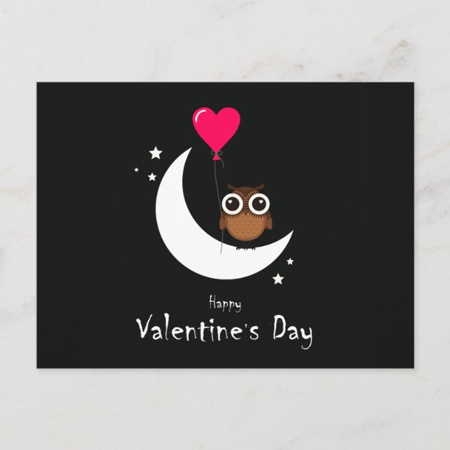 Postal de búho el día de San Valentín (Anverso)