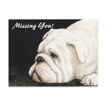 Postal de Bulldog en inglés "Missing You"