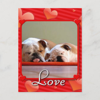 postal de Bulldoges de amor