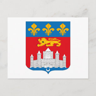 Postal de burdeos sobre el escudo de armas
