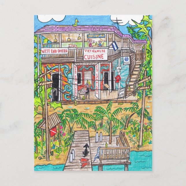 Postal de buzos de West End (Anverso)