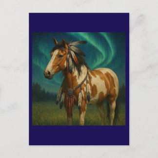 Postal de caballo de pintura nativa estadounidense