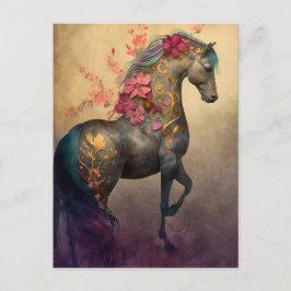 Postal de caballos de flores