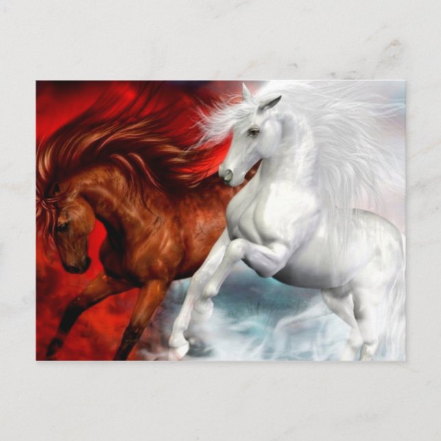 postal de caballos de guerra (Anverso)