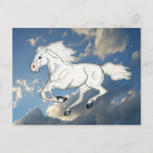 Postal de caballos del cielo blanco