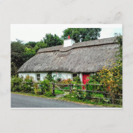 Postal de cabaña irlandesa con paja