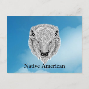 Postal de cabeza de búfalo blanca