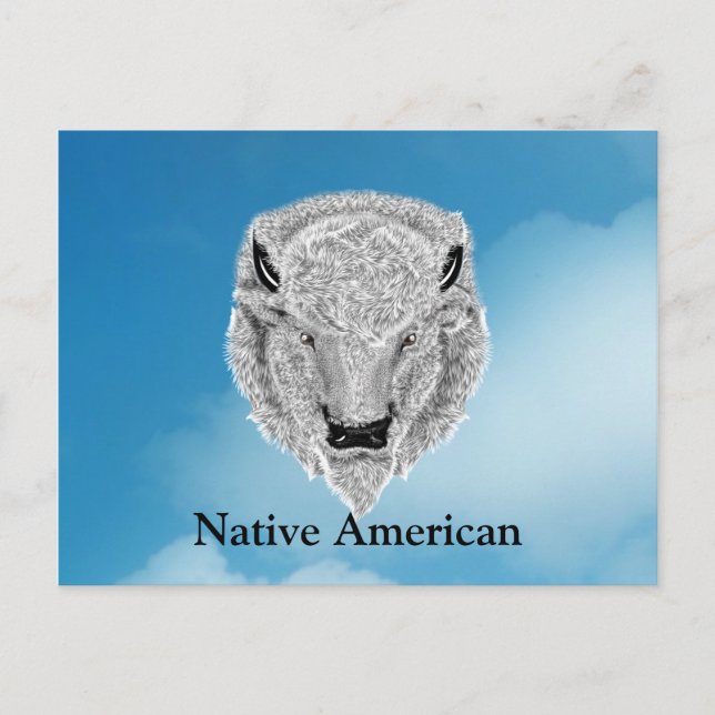 Postal de cabeza de búfalo blanca (Anverso)