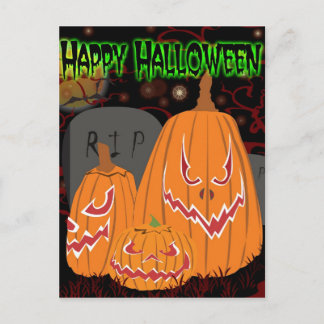 Postal de calabaza de Halloween feliz personalizab