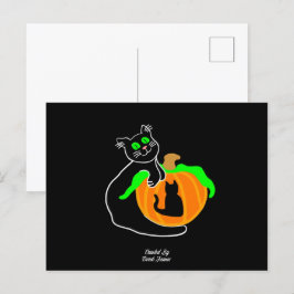 Postal de calabaza para gato negro