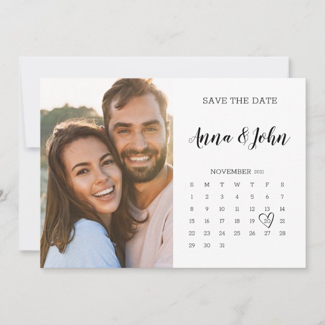 Postal de calendario con foto Guardar la fecha (Anverso)