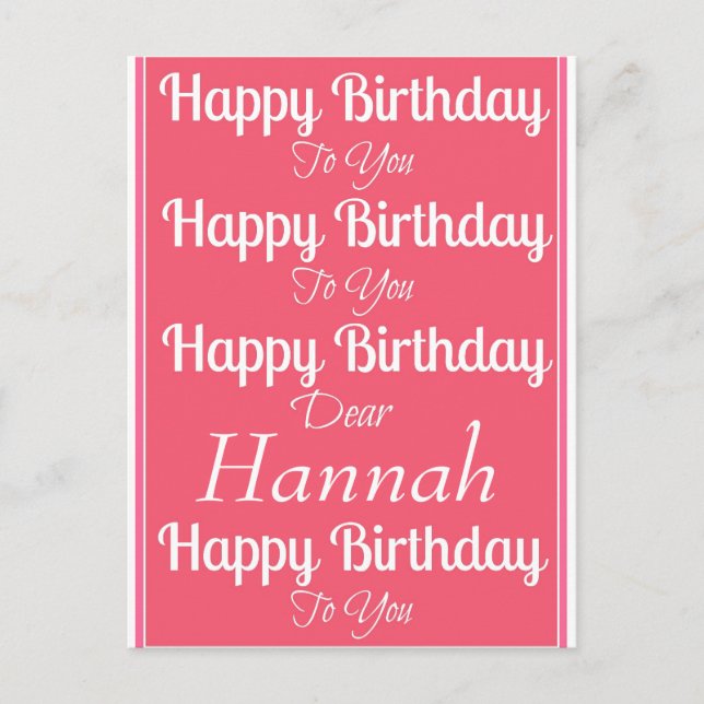 Postal de canción de cumpleaños de Pink Happy (Anverso)