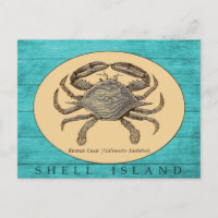 Postal de cangrejo de la isla Shell