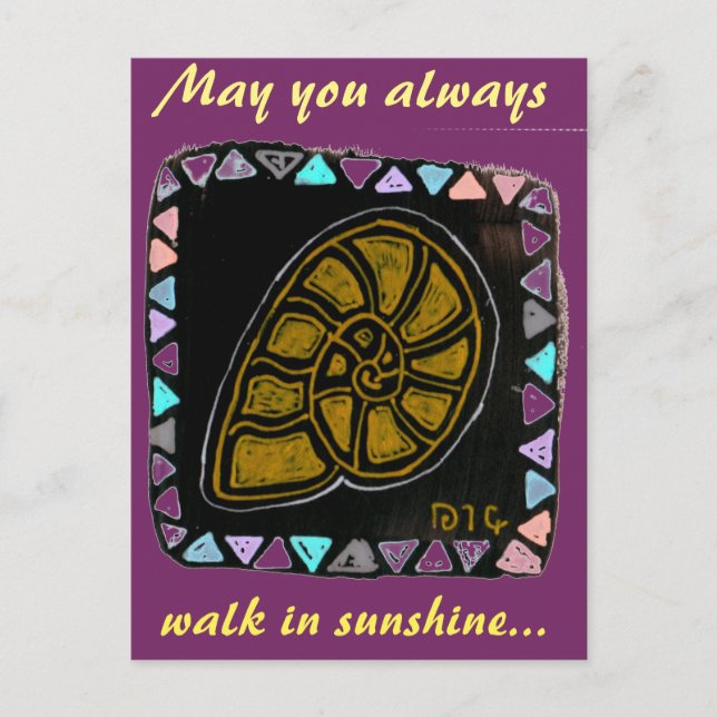 Postal de caracol dorado estilo arte nativo (Anverso)