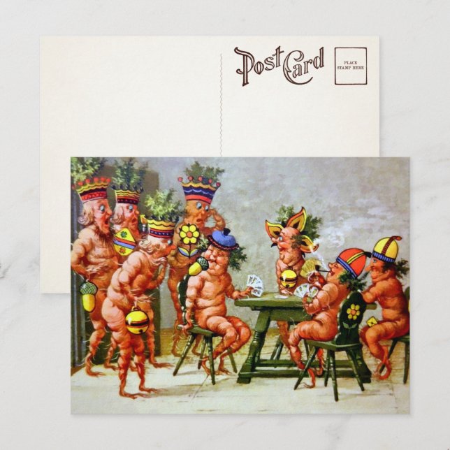 Postal de cartas de juego de anodinas victorianas  (Anverso / Reverso)