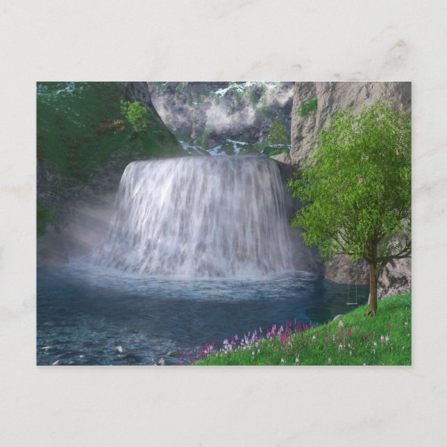 Postal de cascada de Cwm (Anverso)