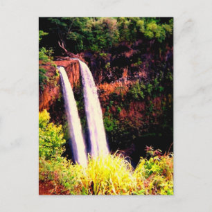 postal de cascadas de Hawái