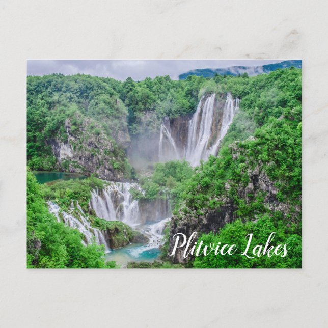 Postal de cascadas de los lagos Plitvice (Anverso)